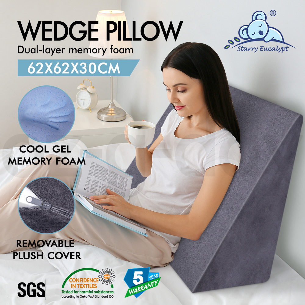 S.E. Cool Gel Memory Foam Wedge Pillow Cushion Pillows Back Support ...