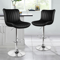 ALFORDSON 2x Bar Stools Gas Lift Leather Bar Chairs Kitchen Swivel Brad BLACK