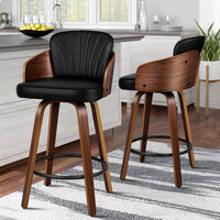 ALFORDSON 2x Swivel Bar Stools Alice Kitchen Wooden Dining Chair Black