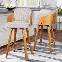 ALFORDSON 2x Swivel Bar Stools Alice Kitchen Wooden Dining Chair Grey