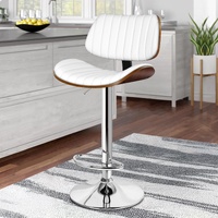 ALFORDSON 1x Bar Stool Kitchen Swivel Chair Wooden Leather Gas Lift White