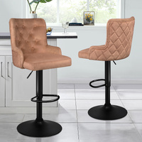 ALFORDSON 2x Bar Stools Gas Lift Velvet Bar Chairs Kitchen Swivel Bella BROWN