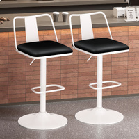 ALFORDSON 2x Bar Stools Gas Lift Leather Bar Chairs Kitchen Swivel Black White