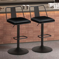 ALFORDSON 2x Bar Stools Gas Lift Leather Bar Chairs Kitchen Swivel Gloria BLACK