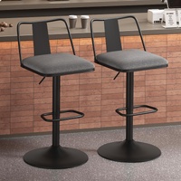 ALFORDSON 2x Bar Stools Gas Lift Fabric Bar Chairs Kitchen Swivel Gloria GREY