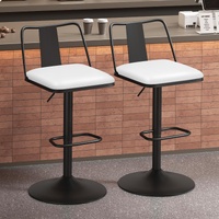 ALFORDSON 2x Bar Stools Gas Lift Leather Bar Chairs Kitchen Swivel Gloria White