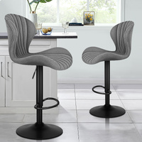 ALFORDSON 2x Bar Stools Gas Lift Fabric Bar Chairs Kitchen Swivel Stella Grey