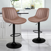 ALFORDSON 2x Bar Stools Gas Lift Leather Bar Chairs Kitchen Swivel Wendy BROWN