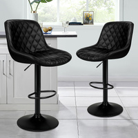 ALFORDSON 2x Bar Stools Gas Lift Leather Bar Chairs Kitchen Swivel ALL BLACK