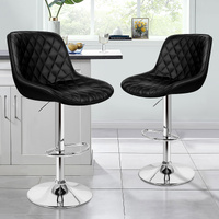 ALFORDSON 2x Bar Stools Gas Lift Leather Bar Chairs Kitchen Swivel Xena BLACK