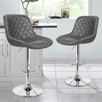 ALFORDSON 2x Bar Stools Gas Lift Leather Bar Chairs Kitchen Swivel Xena GREY