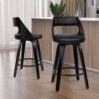 ALFORDSON 2x Bar Stools Swivel Chairs Kitchen Wooden Dining Chair ALL BLACK