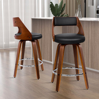 ALFORDSON 2x Bar Stools Swivel Chairs Kitchen Wooden Dining Chair Freddy BLACK