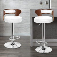 ALFORDSON 2x Bar Stool Kitchen Swivel Chair Wooden Leather Ramiro White