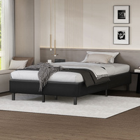 ALFORDSON Bed Frame King Single Mattress Base Foundation Black Leather BASEL