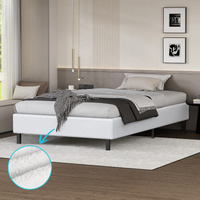 ALFORDSON Bed Frame King Single Mattress Base Foundation White Boucle BASEL