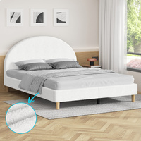 ALFORDSON Bed Frame King Size Mattress Base Platform White Boucle CALLA