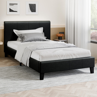 ALFORDSON Bed Frame King Single Mattress Base Wooden Platform Leather Black