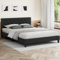 ALFORDSON Bed Frame Queen Size Wooden Base Platform Fabric Charcoal MADELYN