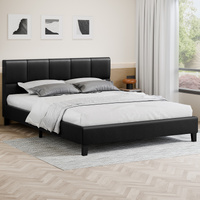 ALFORDSON Bed Frame Double Size Wooden Platform Mattress Base Leather Black