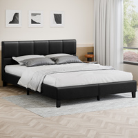 ALFORDSON Bed Frame King Size Wooden Platform Mattress Base Leather Black