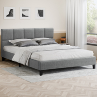 ALFORDSON Bed Frame King Size Wooden Platform Mattress Base Fabric Grey