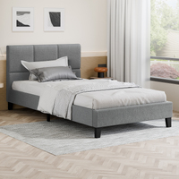 ALFORDSON Bed Frame Single Size Wooden Platform Mattress Base Fabric Grey