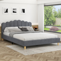 ALFORDSON Bed Frame Double Size Upholstered Platform Base Grey Fabric TANIA