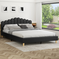 ALFORDSON Bed Frame King Size Upholstered Platform Base Leather Black TANIA