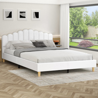 ALFORDSON Bed Frame King Size Upholstered Platform Base Leather White TANIA