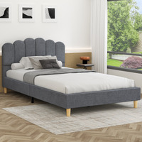 ALFORDSON Bed Frame King Single Upholstered Platform Base Grey Fabric TANIA