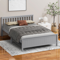 ALFORDSON Bed Frame Wooden Queen Size Slatted Headboard Timber Grey FABIANO