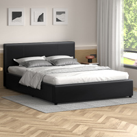 ALFORDSON Bed Frame Double Size Gas Lift Storage Base Black Leather CALLA