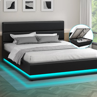 ALFORDSON Bed Frame King Size Platform RGB LED Gas Lift Base Storage Black