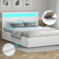 ALFORDSON Bed Frame King Size RGB LED Gas Lift Base Platform Storage Boucle