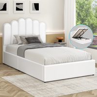 ALFORDSON Bed Frame King Single Gas Lift Storage Base Wooden White MILTON