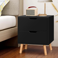 ALFORDSON Bedside Table Nightstand Side Table 2 Drawers Black