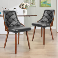 ALFORDSON 2x Dining Chairs Padded Tufted Glossy PU Leather Grey