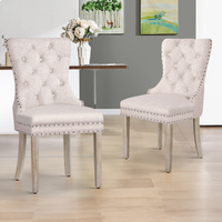 ALFORDSON 2x Dining Chairs Kitchen Lounge Padded Diamond Tufted Fabric Beige