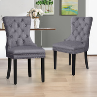 ALFORDSON 2x Dining Chairs Kitchen Lounge Padded Diamond Tufted Fabric Grey