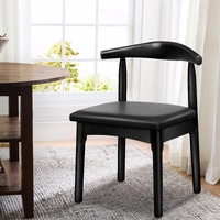 ALFORDSON 1x Dining Chair Kitchen Lounge Cafe Retro Wood PU Leather Seat Black