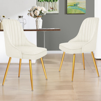 ALFORDSON 2x Dining Chairs Kitchen Accent Lounge Padded Tufted Seat Velvet Beige