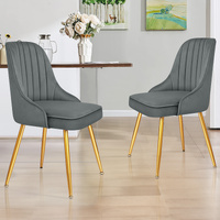 ALFORDSON 2x Dining Chairs Kitchen Accent Lounge Padded Tufted Seat Velvet Grey