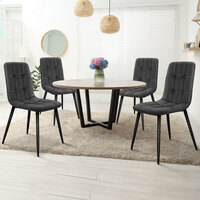 ALFORDSON 4x Dining Chair Elegant Retro Suede Fabric Grey