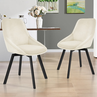 ALFORDSON 2x Dining Chairs Accent Kitchen Swivel Lounge Padded Seat Velvet Beige