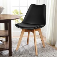 ALFORDSON 4x Dining Chairs Retro PU Leather Wooden Black