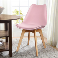 ALFORDSON 4x Dining Chairs Padding Retro PU Leather Kitchen Lounge Wooden Pink