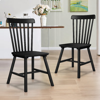 ALFORDSON 2x Dining Chairs Retro Walnut Modern Seat Black