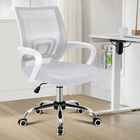 ALFORDSON Mesh Office Chair Mid Back White Grey