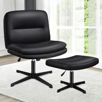 ALFORDSON Office Chair with Ottoman PU Leather Black